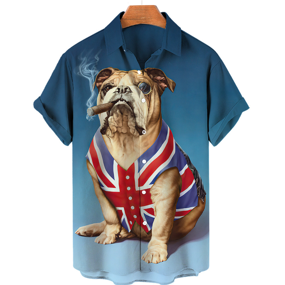 Retro Fashion Anthropomorphic Animal Short Sleeve Shirt