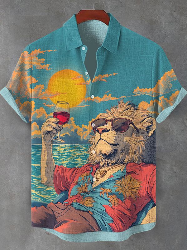 Retro Fashion Anthropomorphic Animal Short Sleeve Shirt