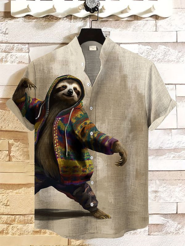 Retro Fashion Anthropomorphic Animal Short Sleeve Shirt