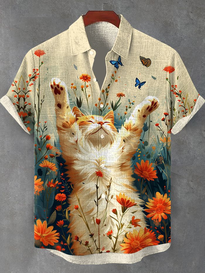 Retro Fashion Anthropomorphic Animal Short Sleeve Shirt