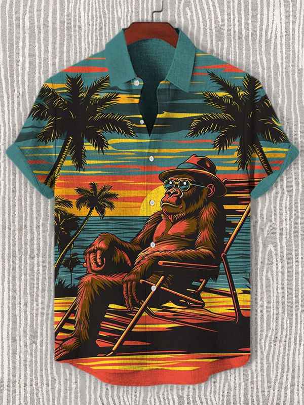 Retro Fashion Anthropomorphic Animal Short Sleeve Shirt
