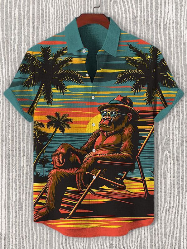 [Copy]Men's Vintage Witch Oil Painting Art Halloween Short Sleeve Shirt