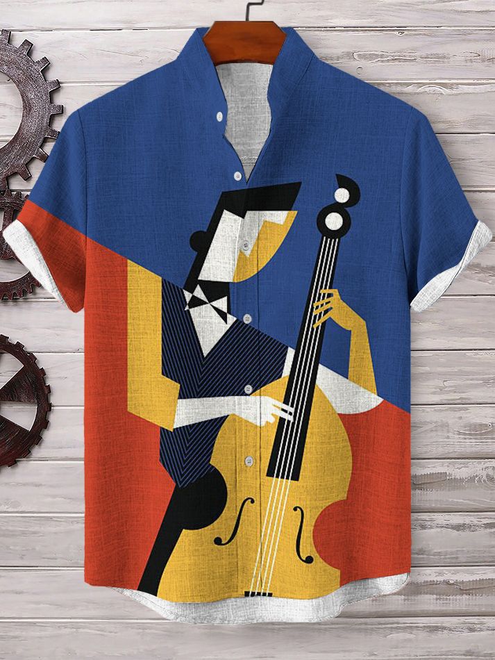 Men's Retro Musical Casual Short Sleeve Shirt