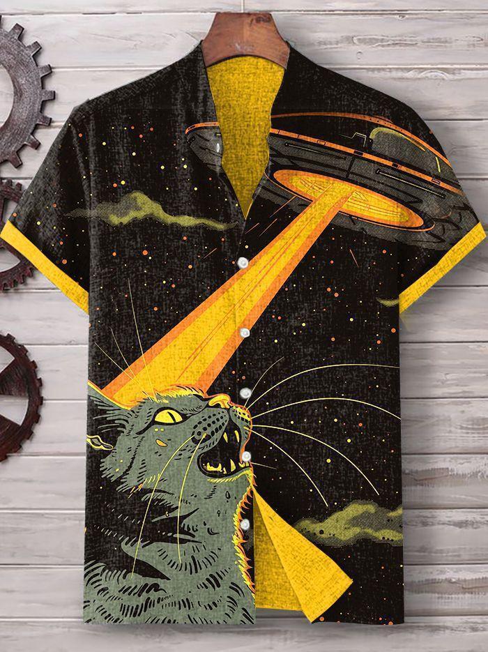 Men's Hawaiian Fun Little Yellow Duck Holiday Casual Short Sleeve Shir