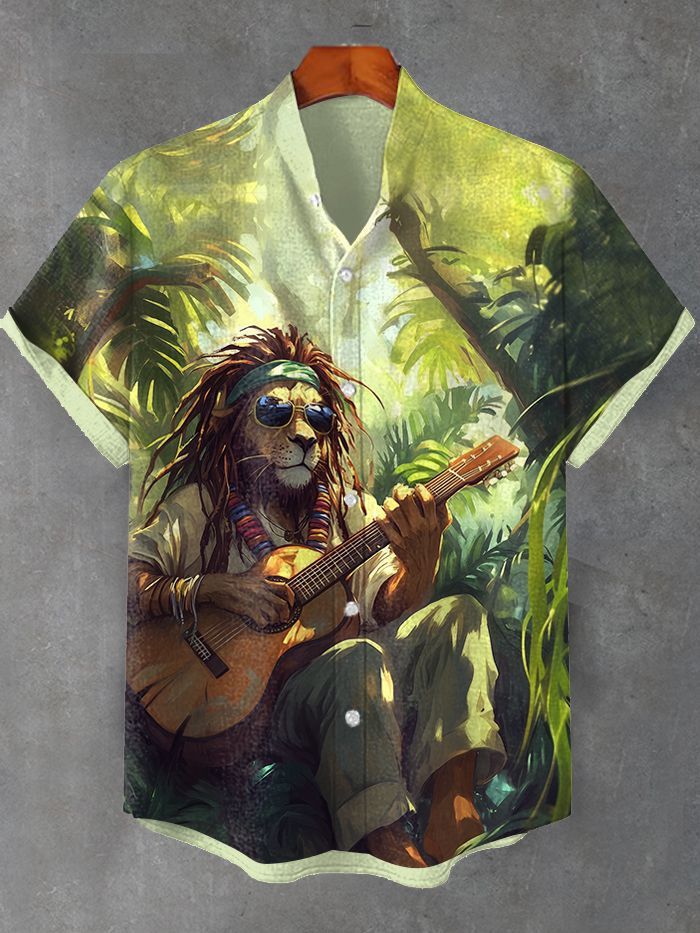 Stylish Blue Print Cotton Linen Shirt