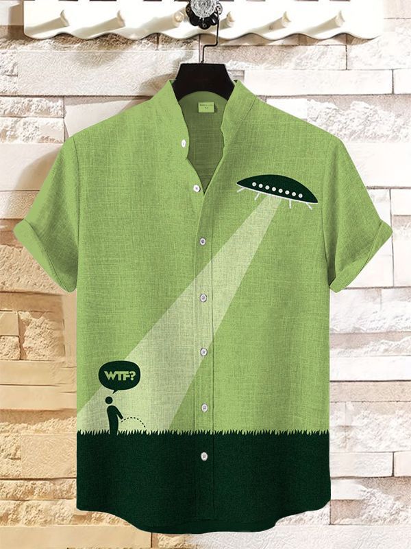 Men's Vintage Space Astronaut Short Sleeve Shirt