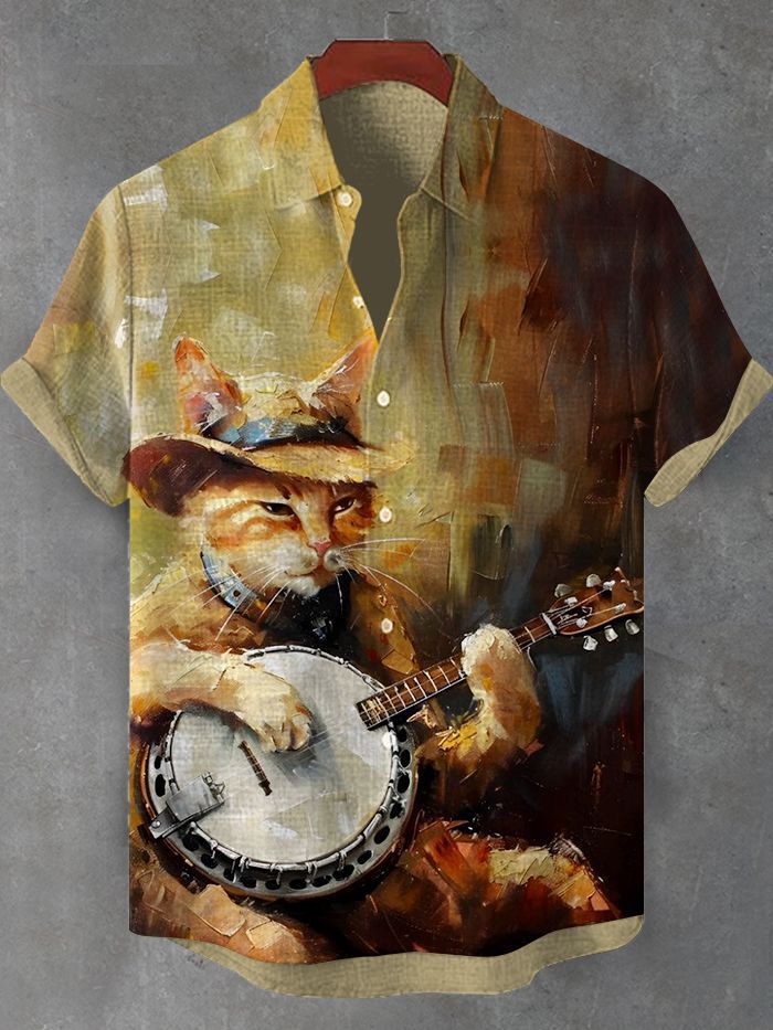 Retro Fashion Anthropomorphic Animal Short Sleeve Shirt