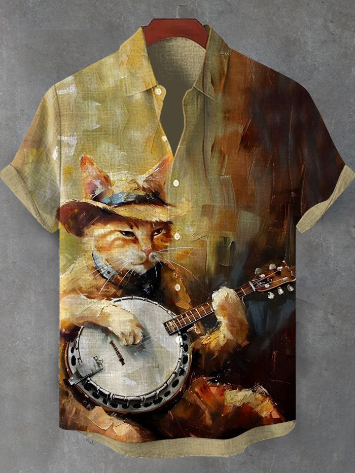 [Copy]Men's Vintage Witch Oil Painting Art Halloween Short Sleeve Shirt