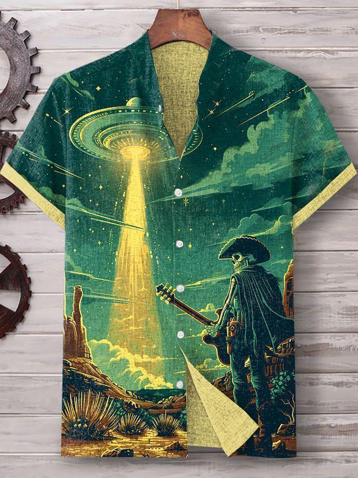 Men's Hawaiian Fun Little Yellow Duck Holiday Casual Short Sleeve Shir