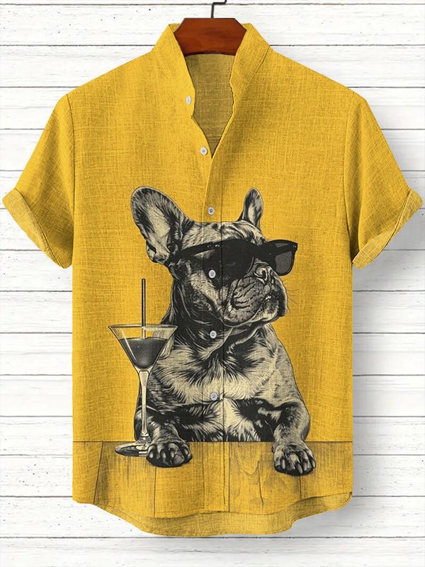 Retro Fashion Anthropomorphic Animal Short Sleeve Shirt