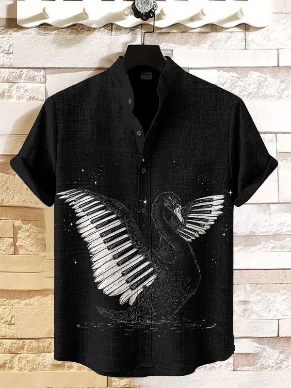 Stylish Blue Print Cotton Linen Shirt