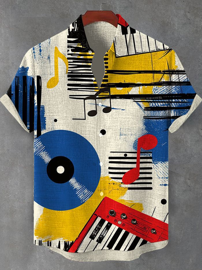 Men's Retro Classic Music Casual Short Sleeve Shirt