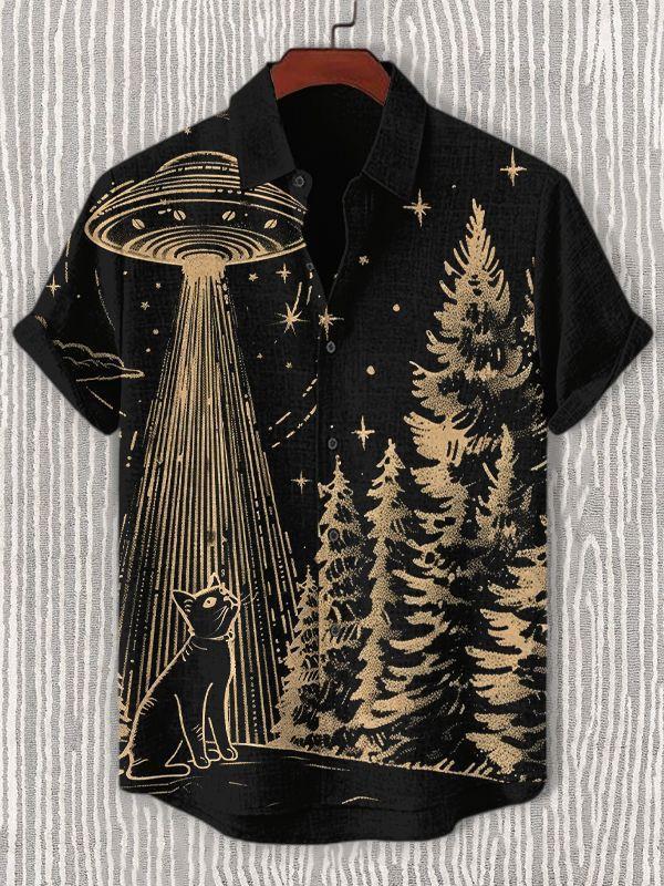 Men's Hawaiian Fun Little Yellow Duck Holiday Casual Short Sleeve Shir