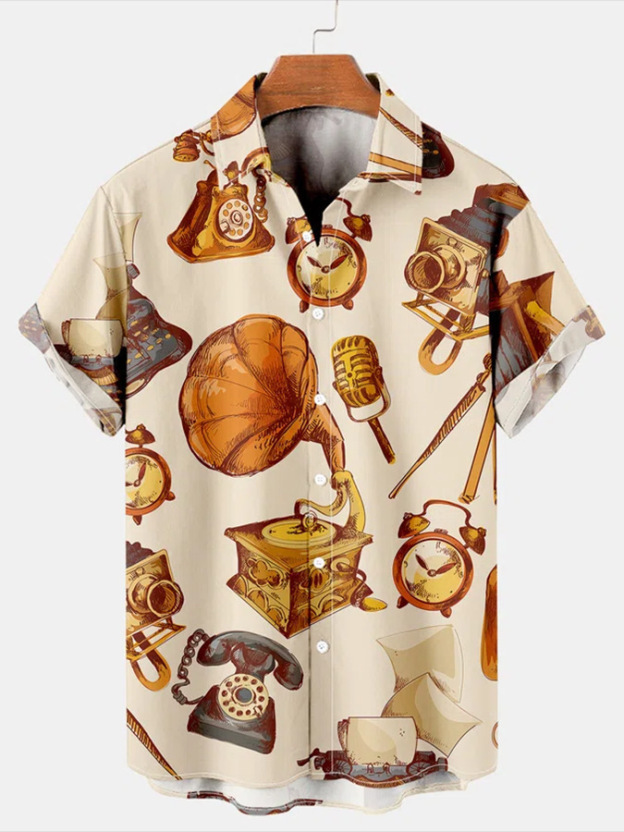 Stylish Blue Print Cotton Linen Shirt