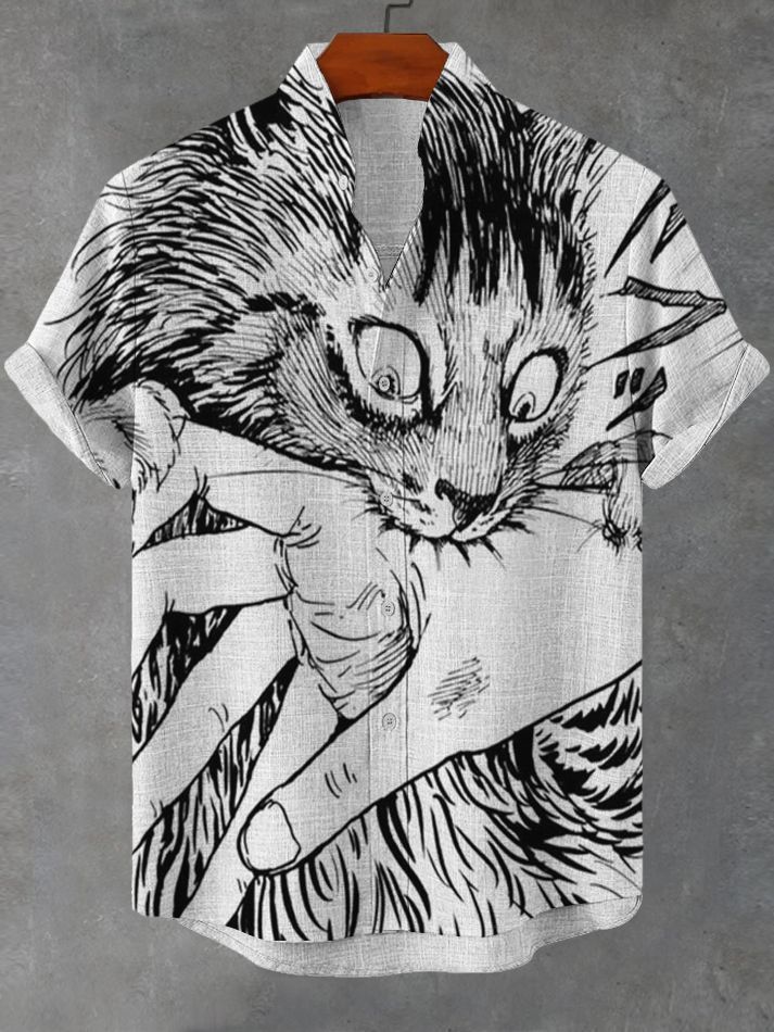 Men's Cat Raid Retro Short Sleeve Shirt