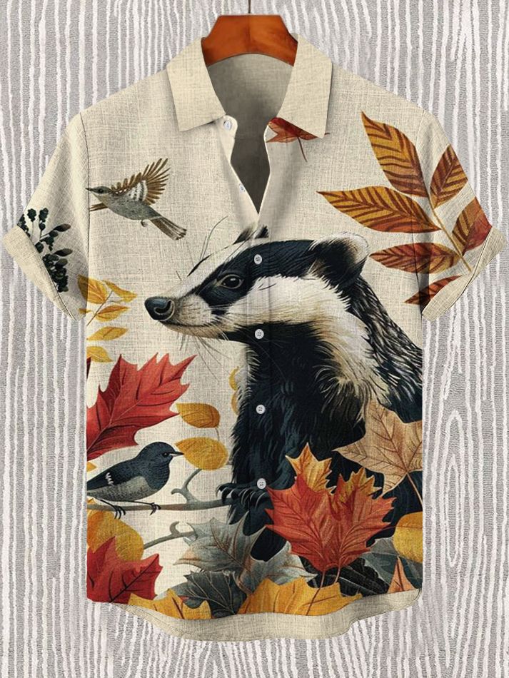 Men's Animal Graphic Art Print Shirt