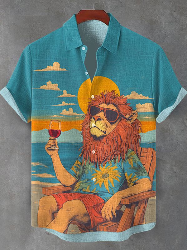 Retro Fashion Anthropomorphic Animal Short Sleeve Shirt