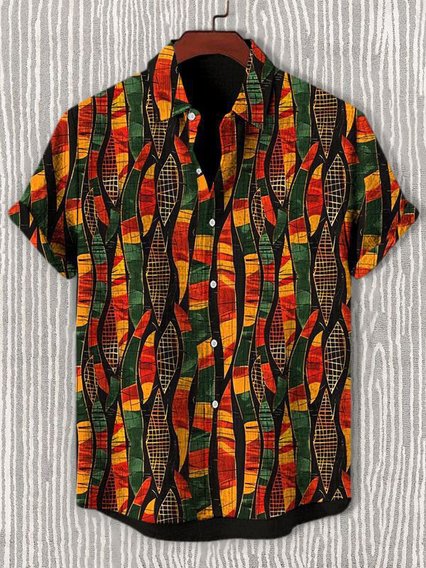 Men's Retro Ethnic Tribal Short Sleeve Shirt