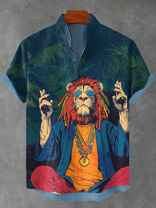 Retro Fashion Anthropomorphic Animal Short Sleeve Shirt