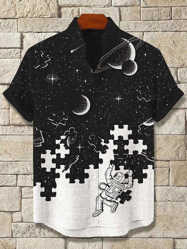 Men's Hawaiian Fun Little Yellow Duck Holiday Casual Short Sleeve Shir