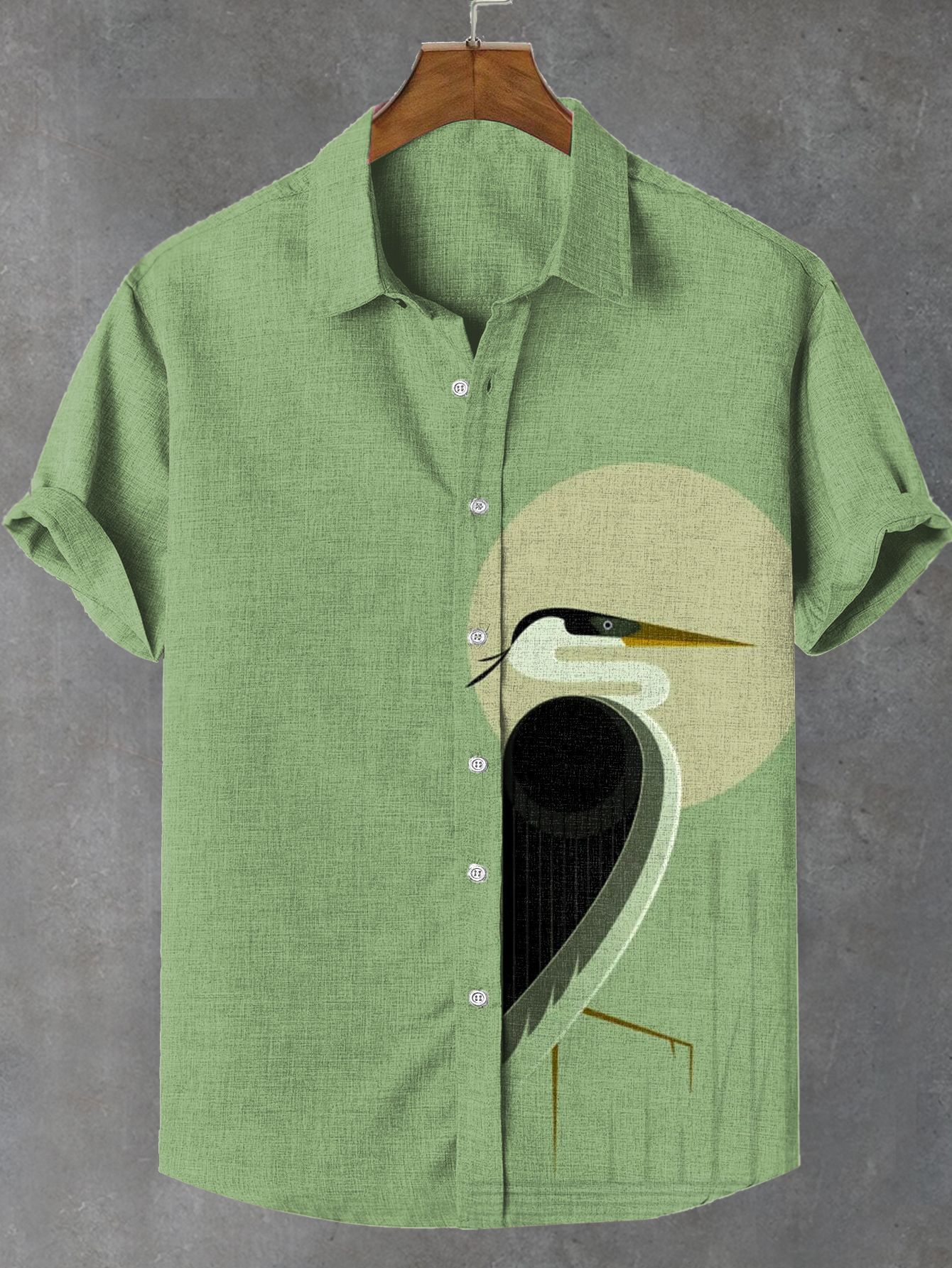 Men's Bird Art Print Short Sleeve Shirt