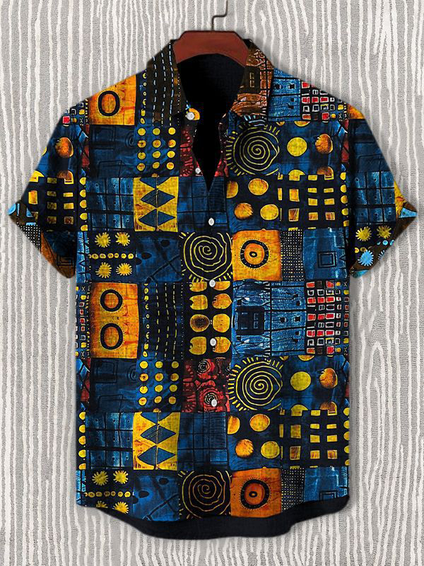 Men's Retro Ethnic Tribal Short Sleeve Shirt