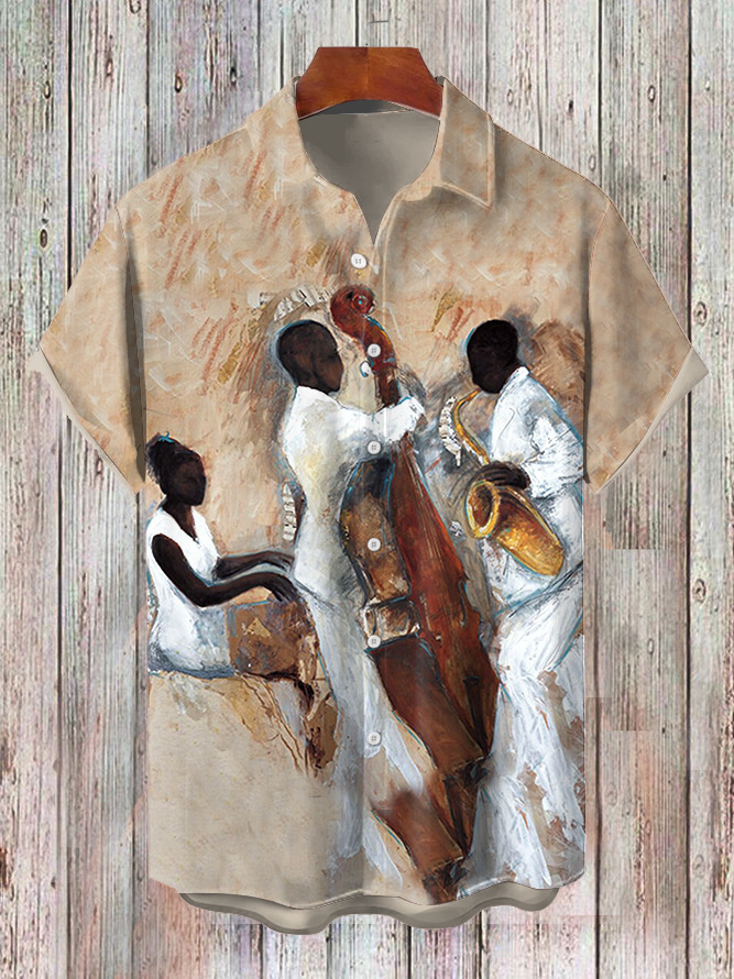 Men's Musical Art Casual Short Sleeve Shirt