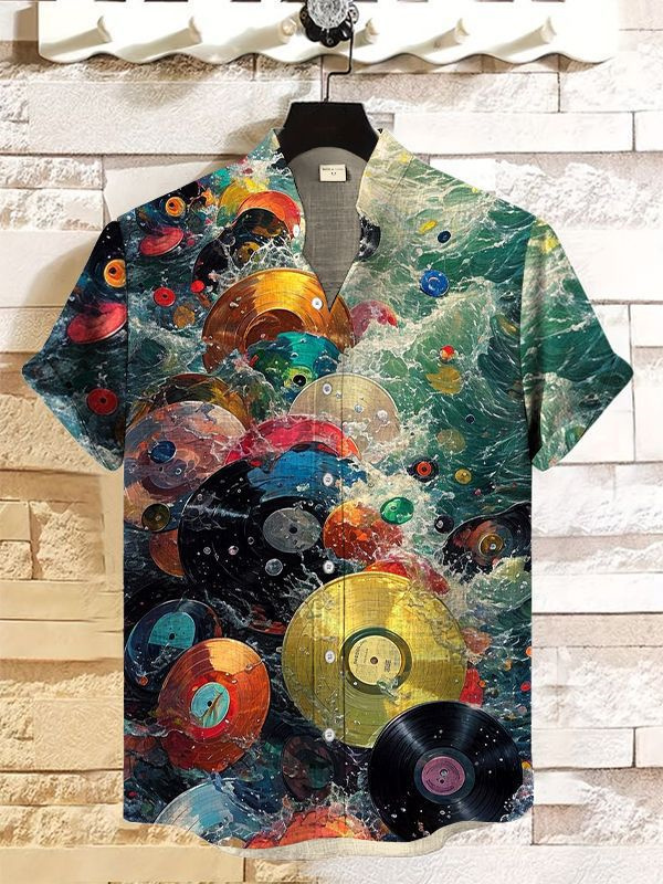 Stylish Blue Print Cotton Linen Shirt