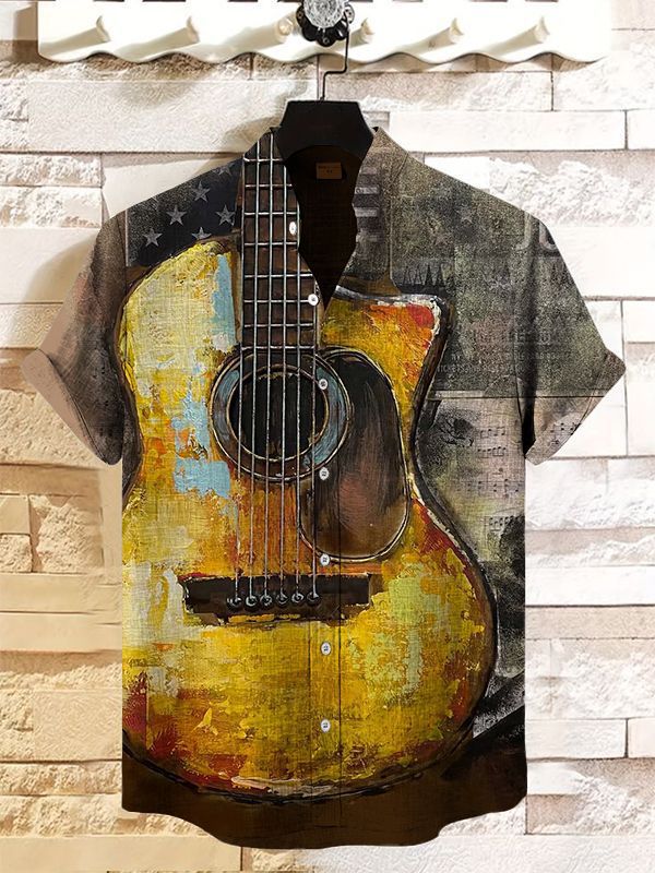 Men's Retro Musical Casual Short Sleeve Shirt
