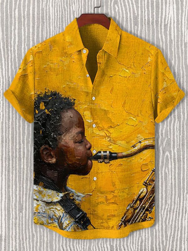 Men's Musical Art Casual Short Sleeve Shirt