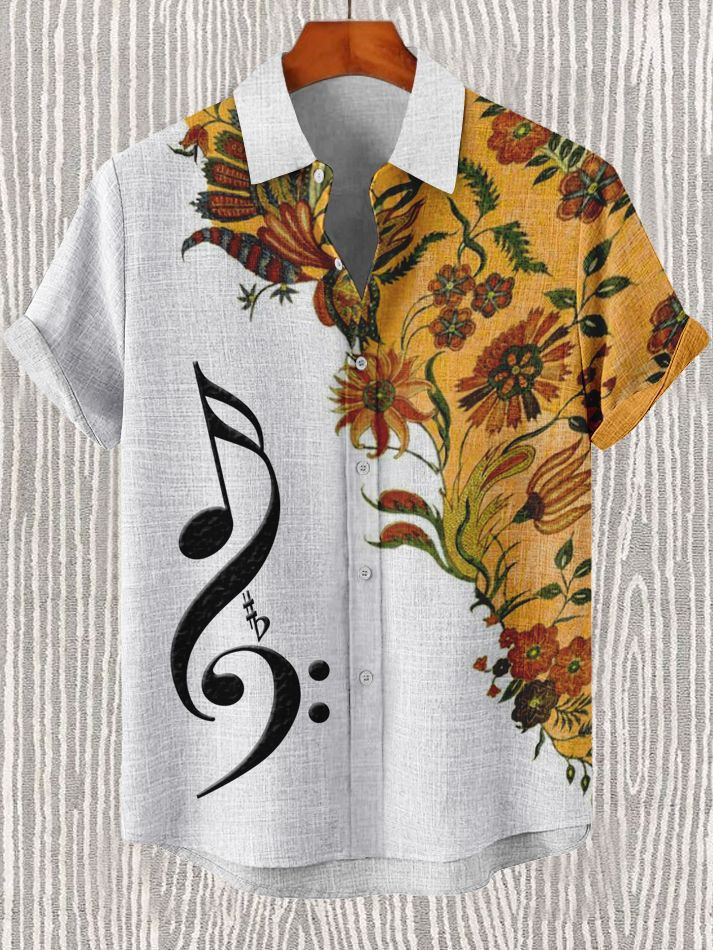 Stylish Blue Print Cotton Linen Shirt