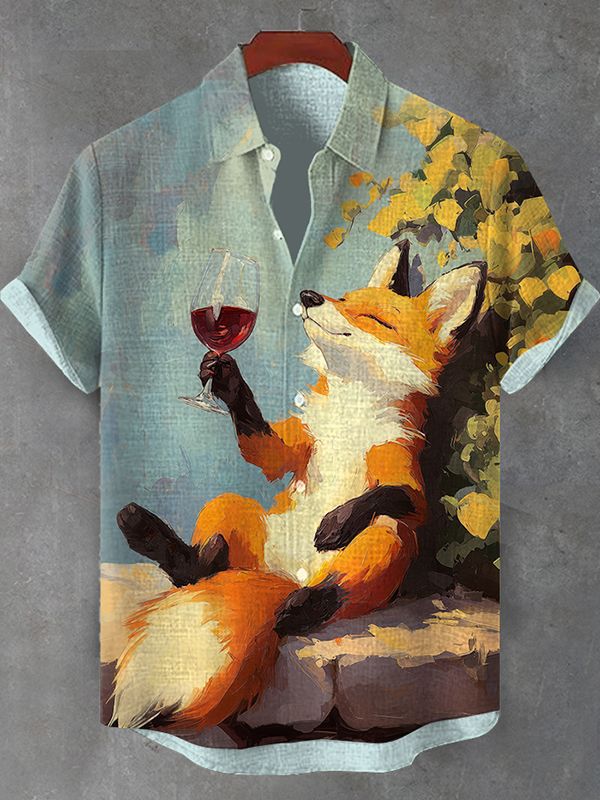 Retro Fashion Anthropomorphic Animal Short Sleeve Shirt