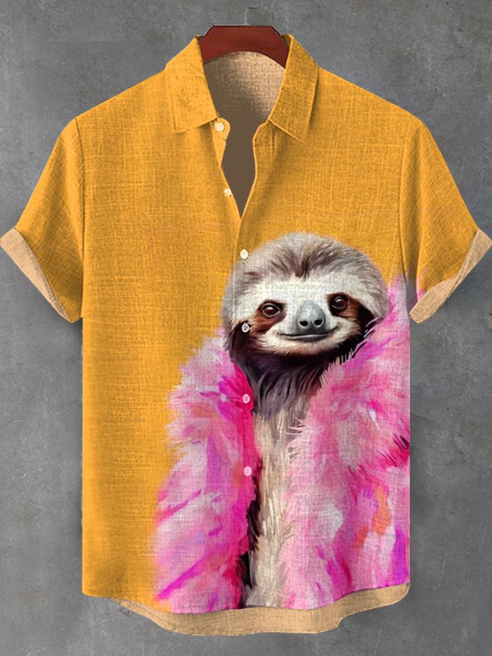 Retro Fashion Anthropomorphic Animal Short Sleeve Shirt