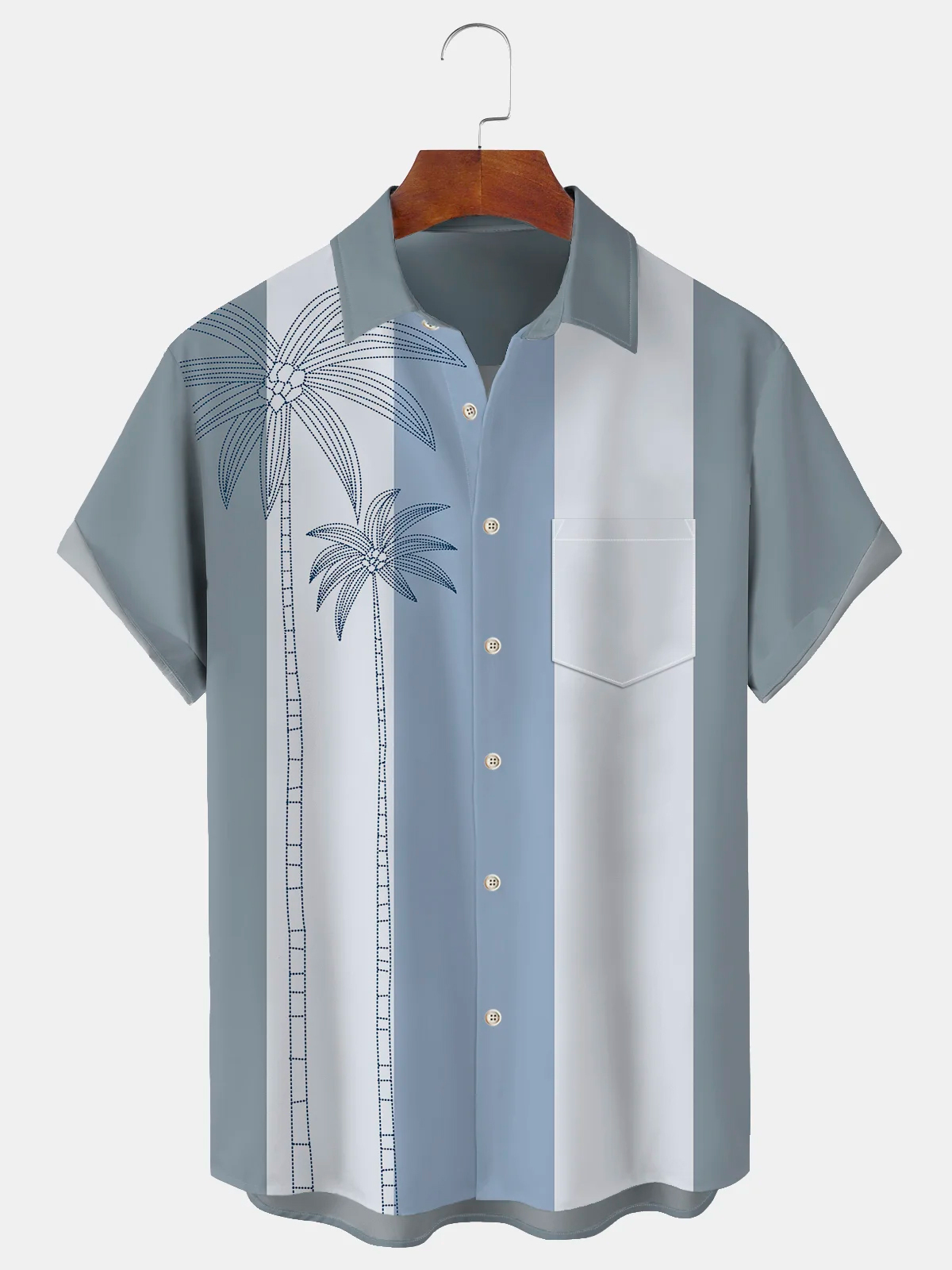 Christmas greetings from Santa Claus delivering gifts on a motorcycle Christmas Chest Pocket Short Sleeve Bowling Shirt