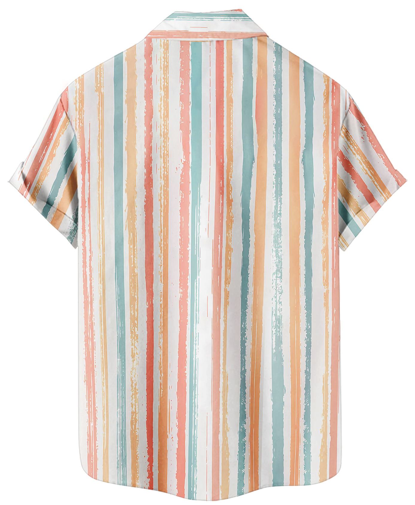 Men's Short Sleeve Button Down Shirt, Pastel Striped Pattern, Casual Summer Fit