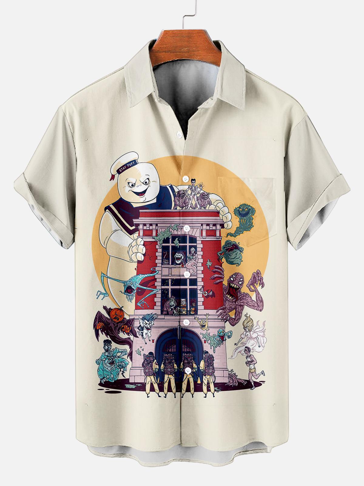 Stylish Blue Print Cotton Linen Shirt