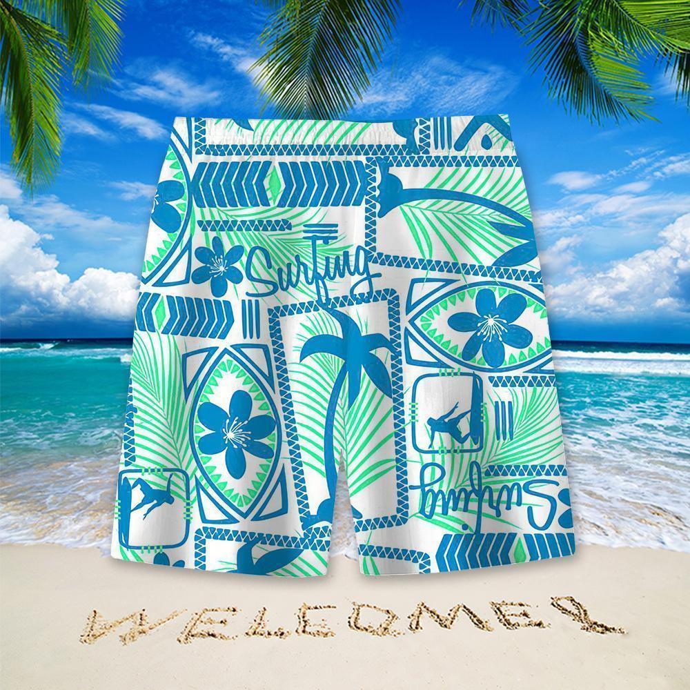 Stylish Blue Print Cotton Linen Shirt