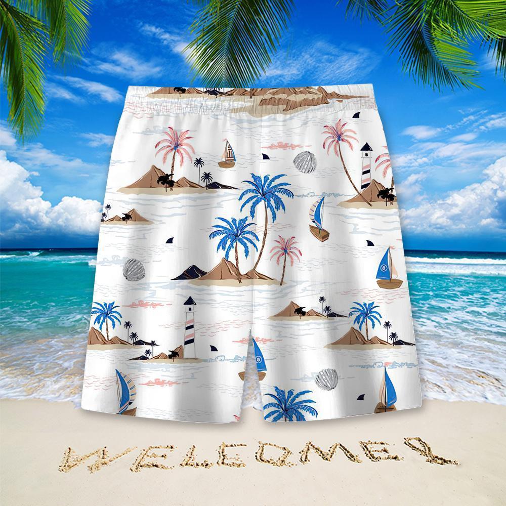 Stylish Blue Print Cotton Linen Shirt