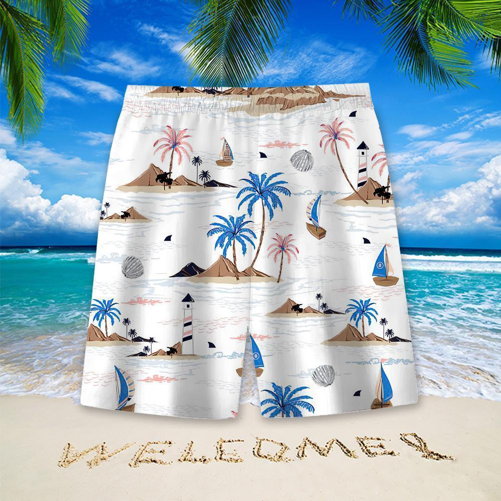 Stylish Blue Print Cotton Linen Shirt