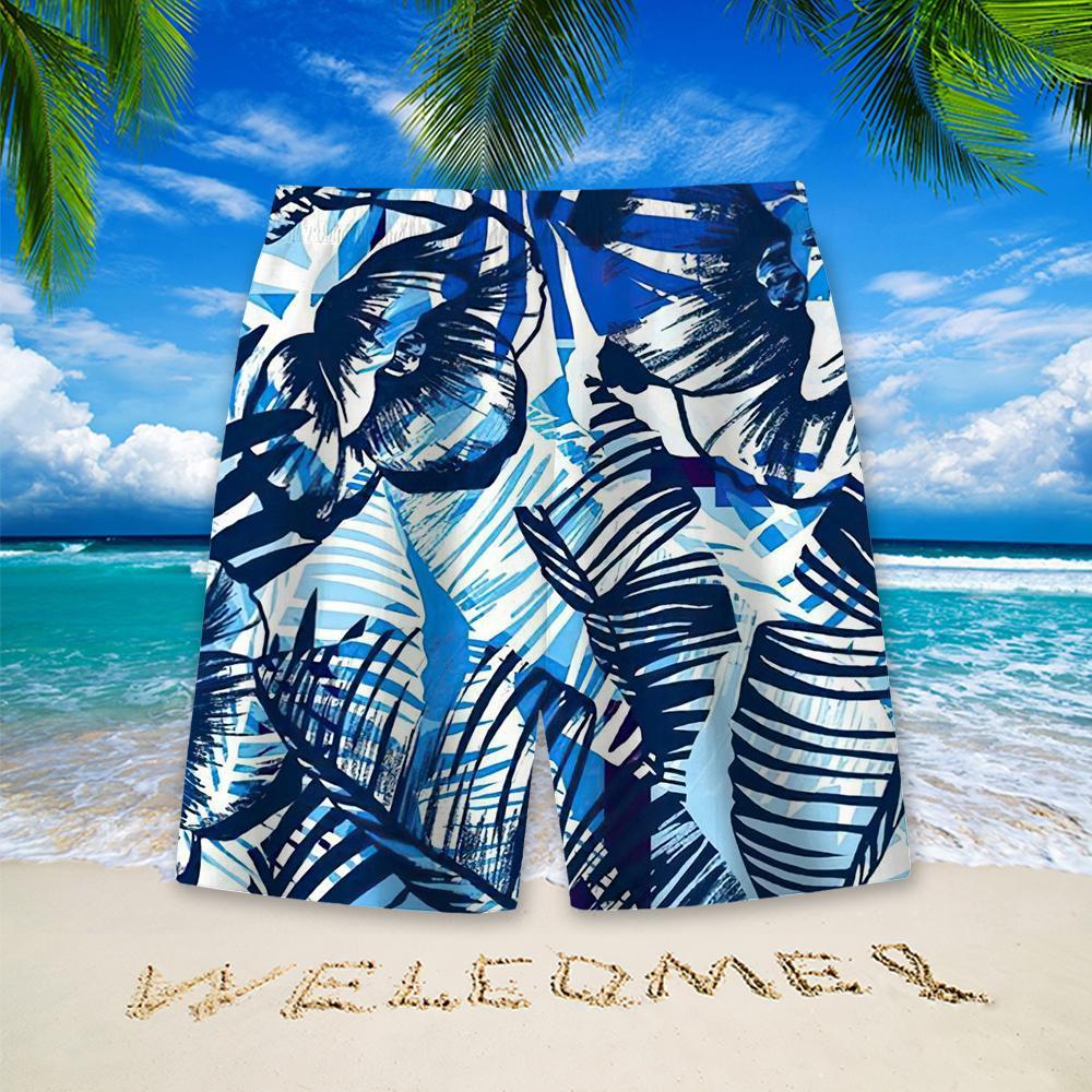 Stylish Blue Print Cotton Linen Shirt