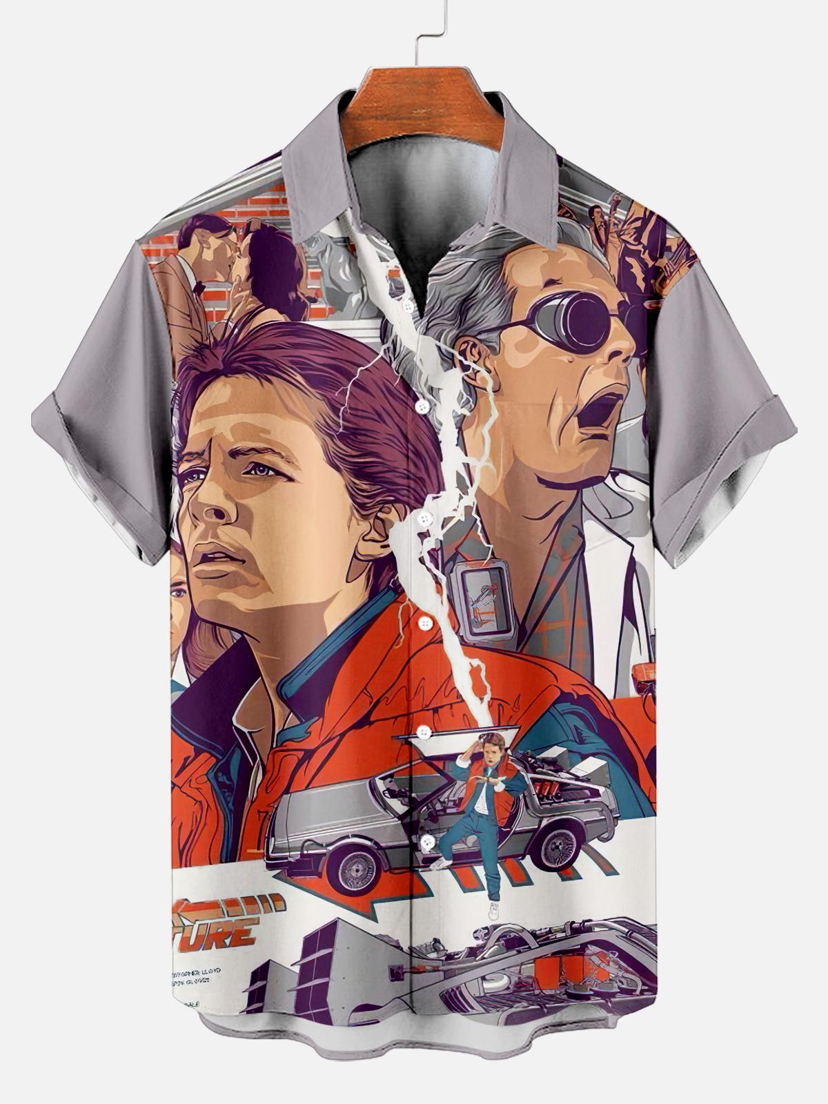 Stylish Blue Print Cotton Linen Shirt