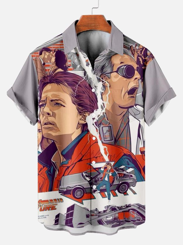 Stylish Blue Print Cotton Linen Shirt