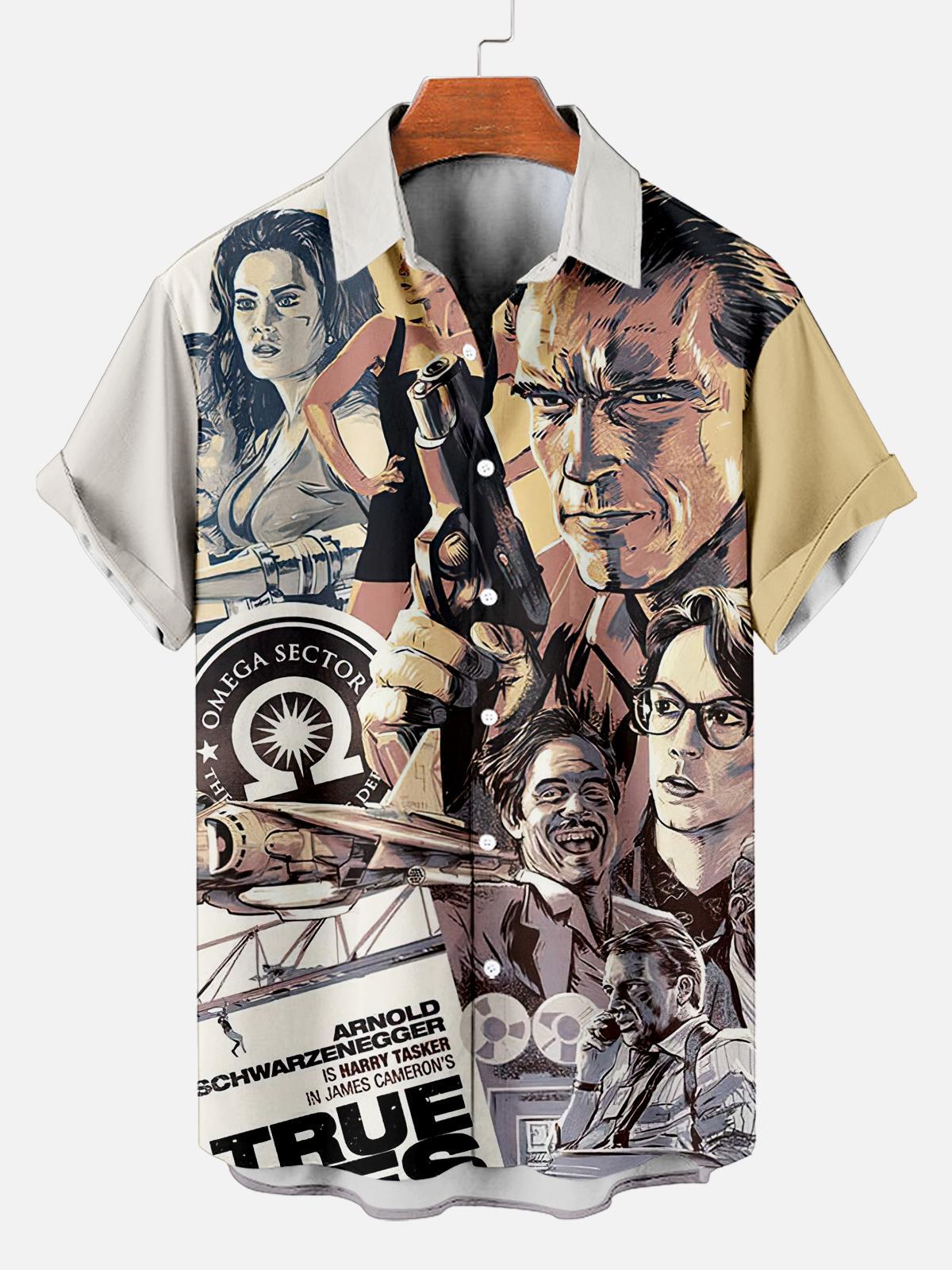 Stylish Blue Print Cotton Linen Shirt