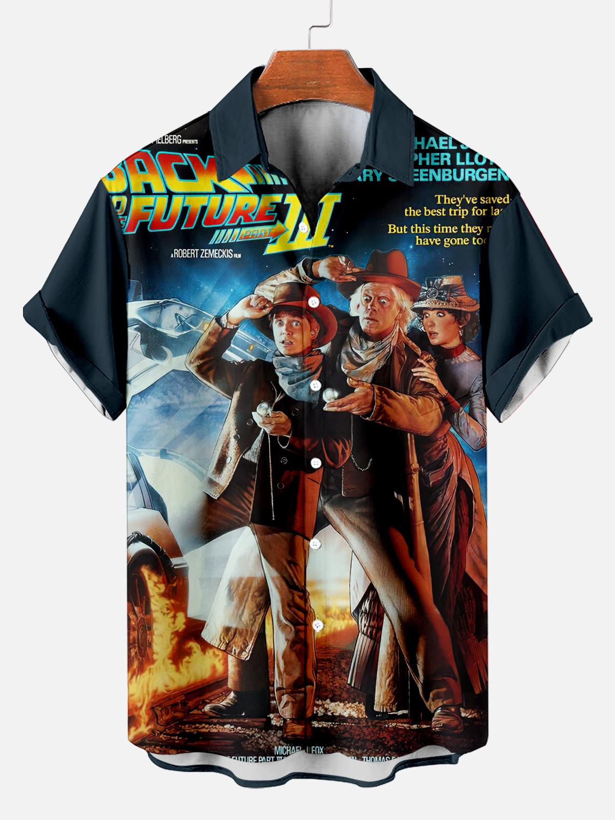 Stylish Blue Print Cotton Linen Shirt