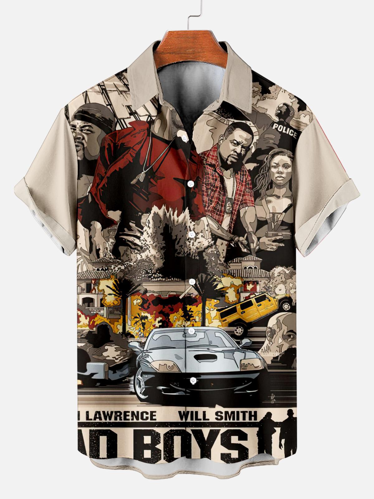 Stylish Blue Print Cotton Linen Shirt