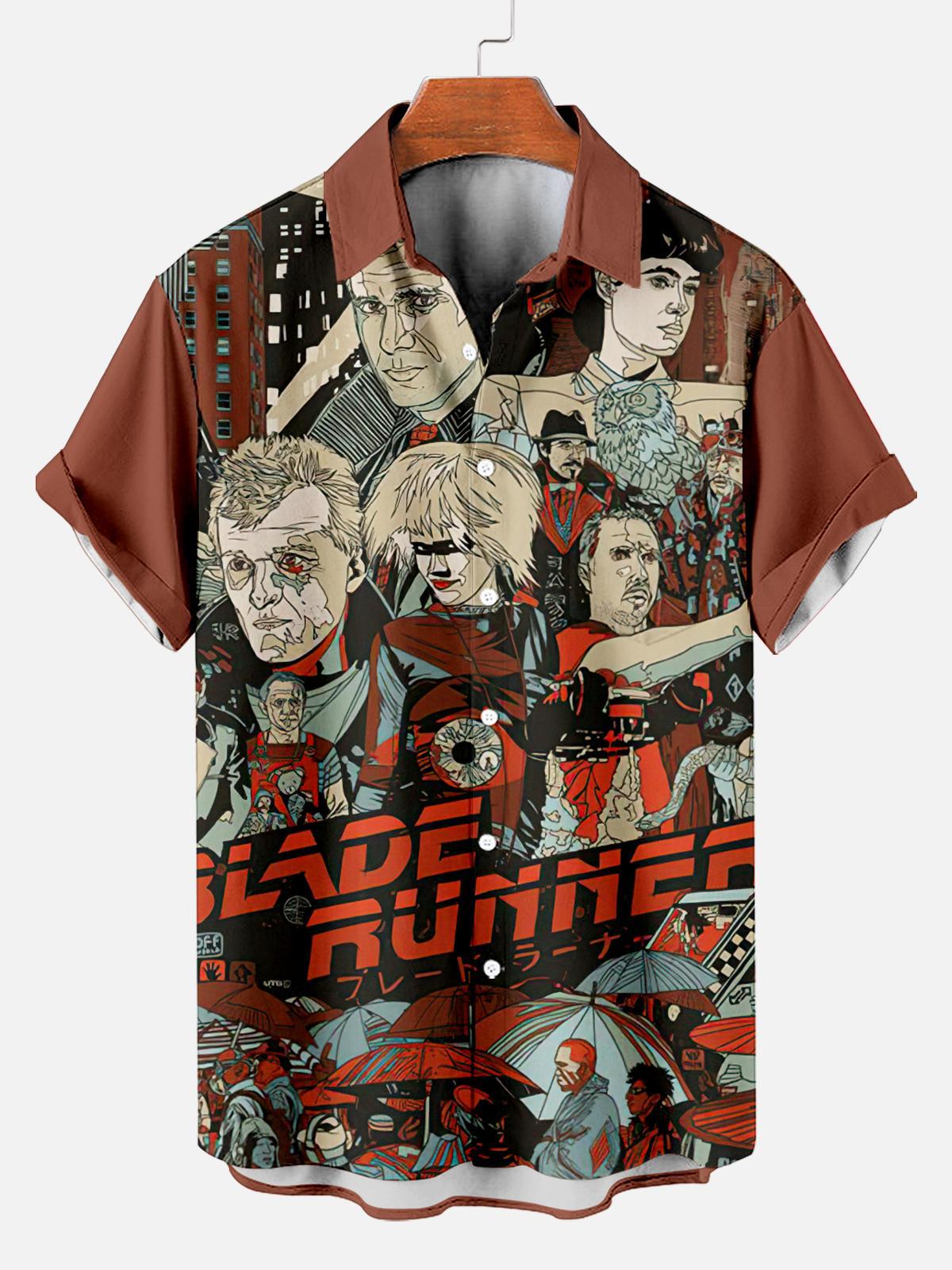 Stylish Blue Print Cotton Linen Shirt