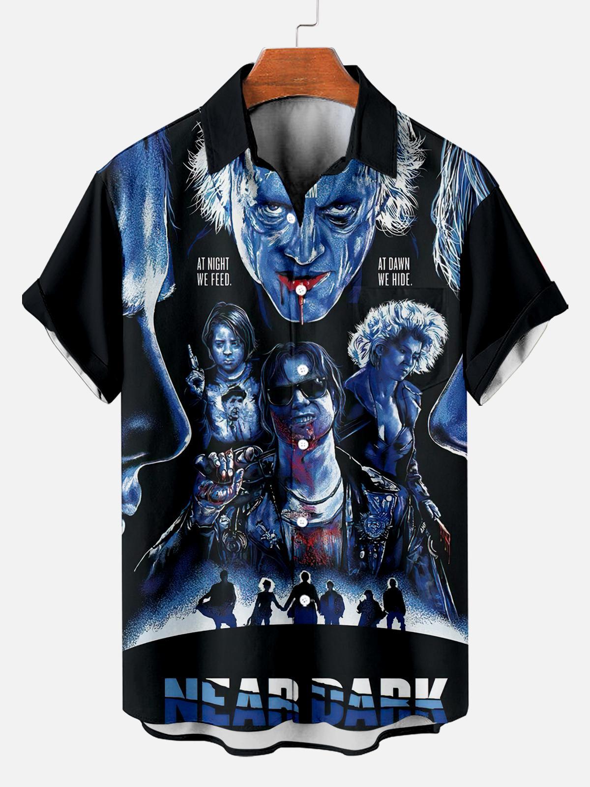 Stylish Blue Print Cotton Linen Shirt