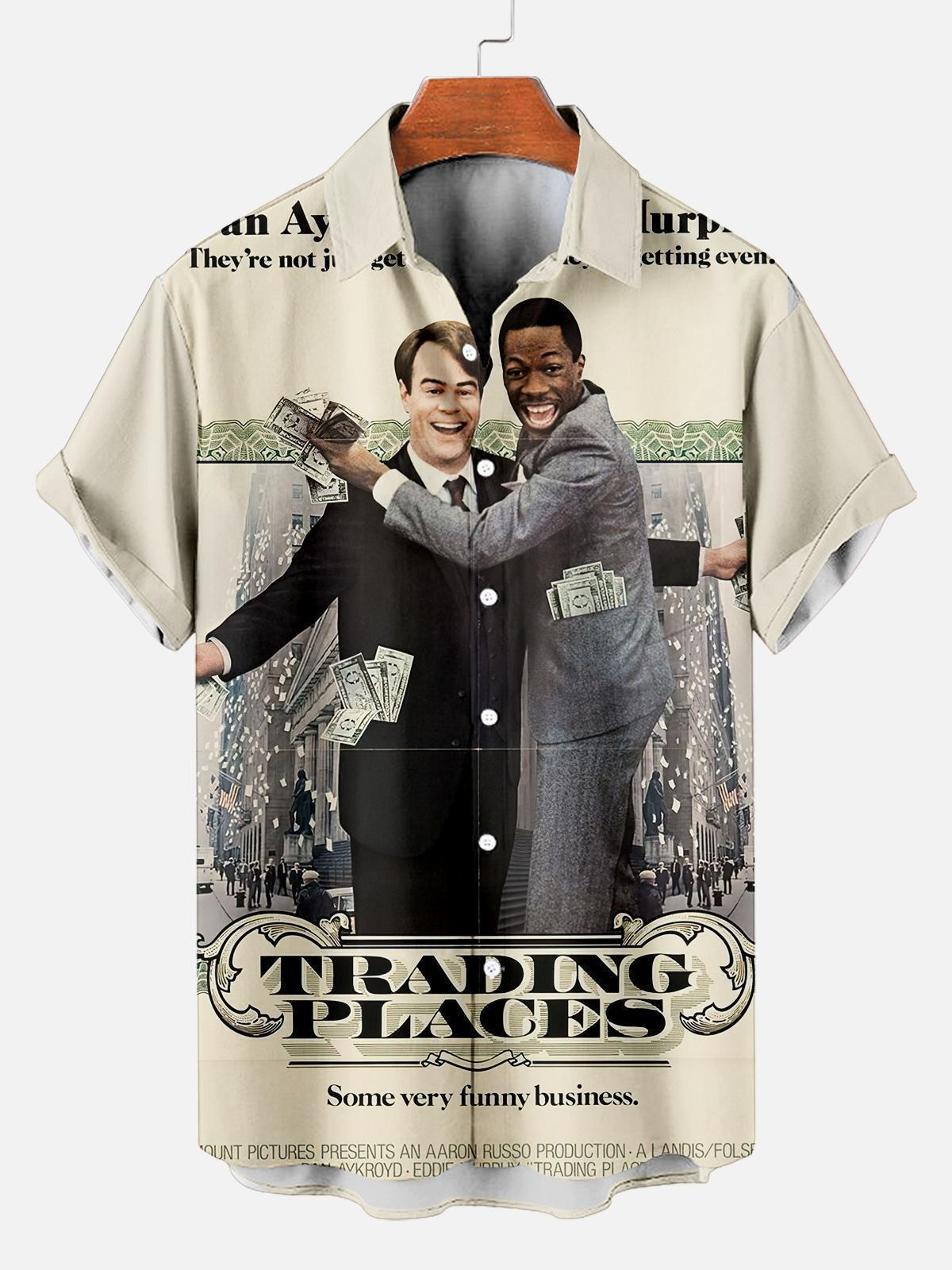 Stylish Blue Print Cotton Linen Shirt