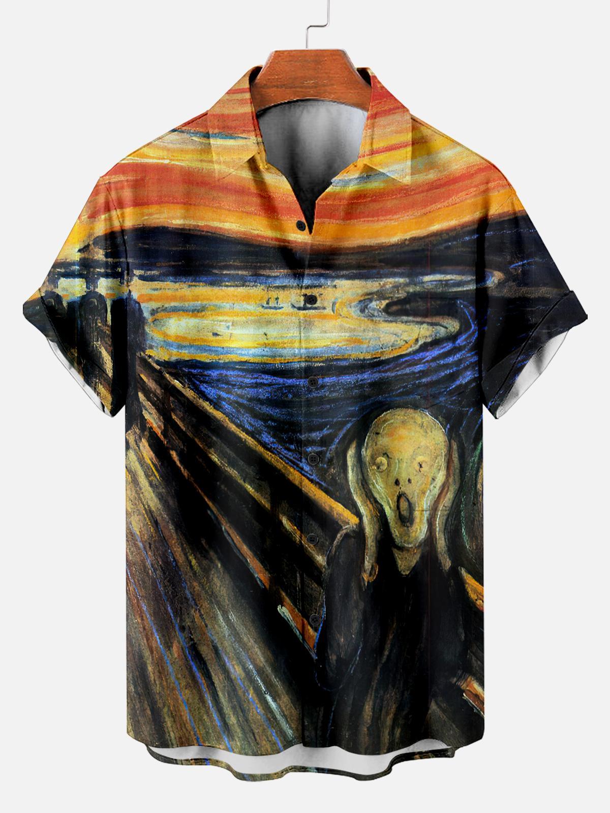 [Copy]Men's Vintage Witch Oil Painting Art Halloween Short Sleeve Shirt