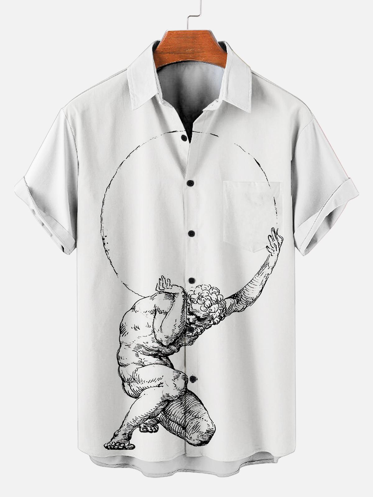 [Copy]Men's Vintage Witch Oil Painting Art Halloween Short Sleeve Shirt